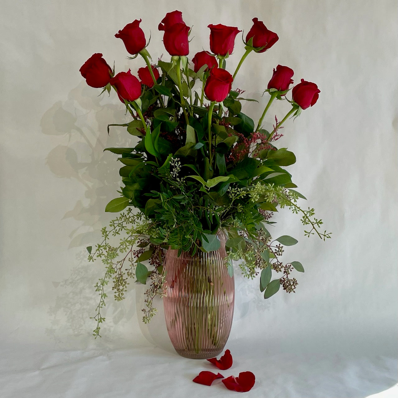 Long Stem Roses, in vase
